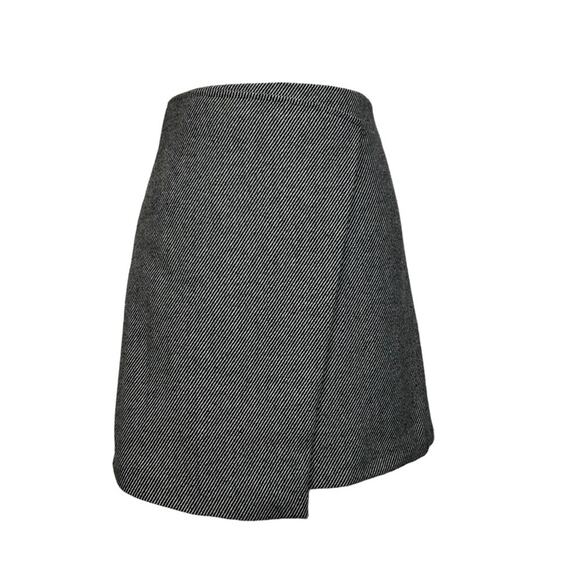 Haute Rouge Gray Wool Blend Mini Skirt Faux Wrap Asymmetrical Womens Size XS - Picture 1 of 9